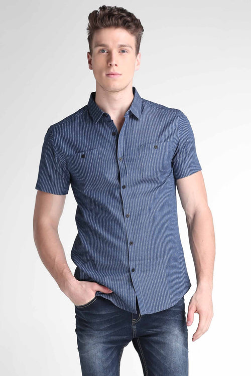 Chambray Shirt With All-Over Print