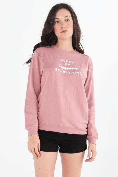 Boyfriend Fit Pullover With Graphic Print