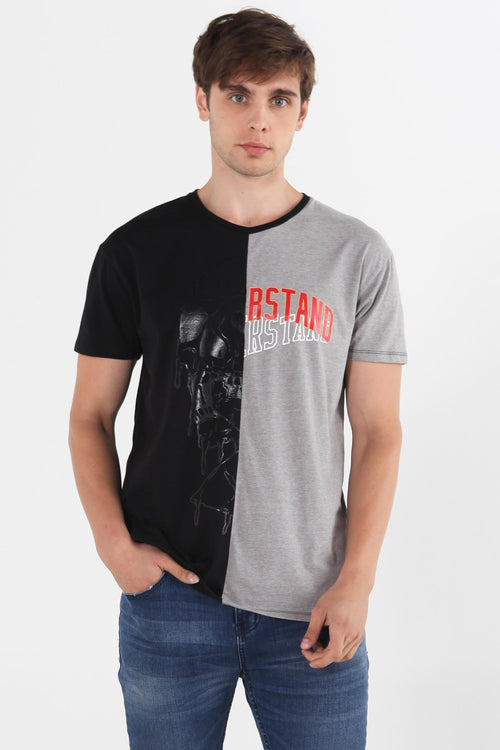 Relaxed Fit Tee With Cut & Sew Panel