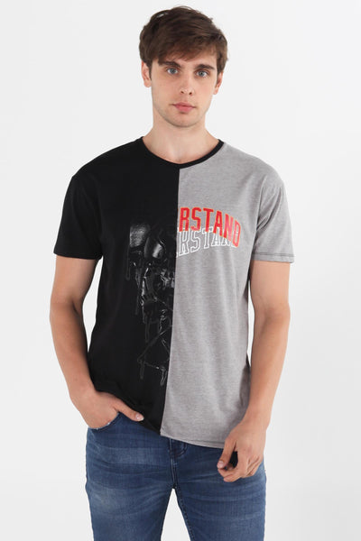 Relaxed Fit Tee With Cut & Sew Panel