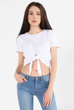 Mid Length Top With Tie Front Detail