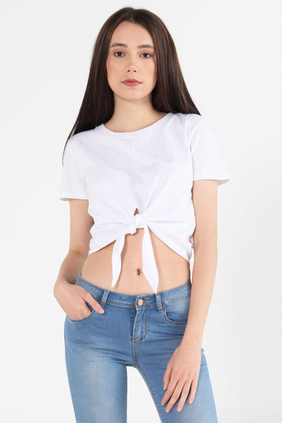 Mid Length Top With Tie Front Detail