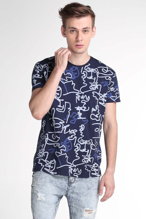 Relaxed Fit Tee With All-Over Print