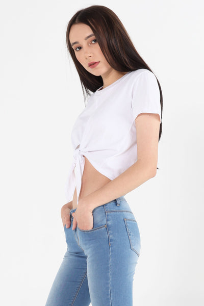 Mid Length Top With Tie Front Detail