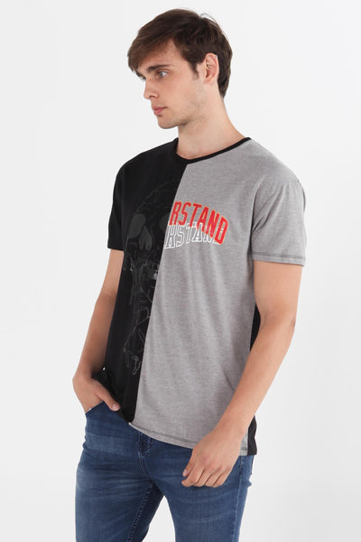 Relaxed Fit Tee With Cut & Sew Panel