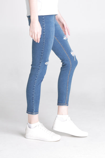 High Waist Skinny Jeans With Distressed Effect