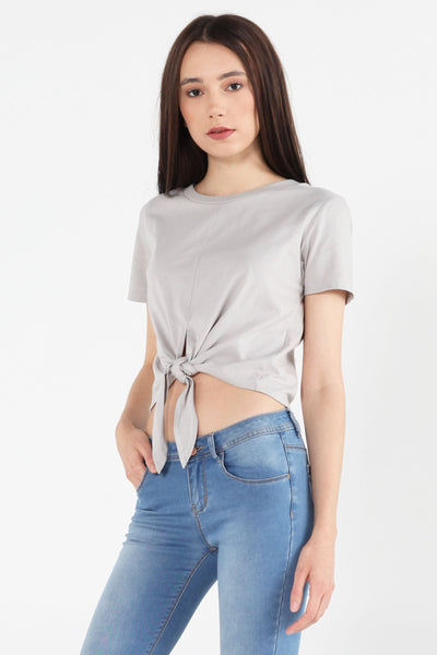 Mid Length Top With Tie Front Detail