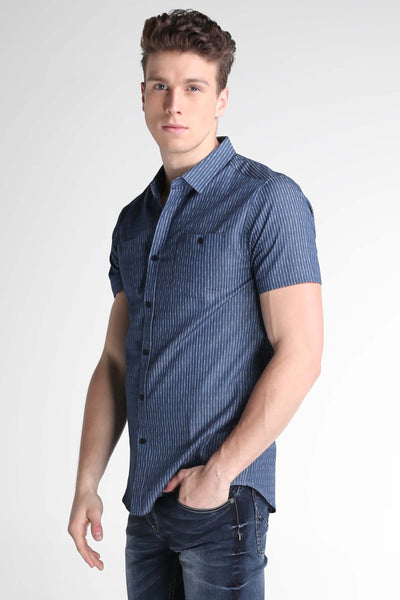 Chambray Shirt With All-Over Print
