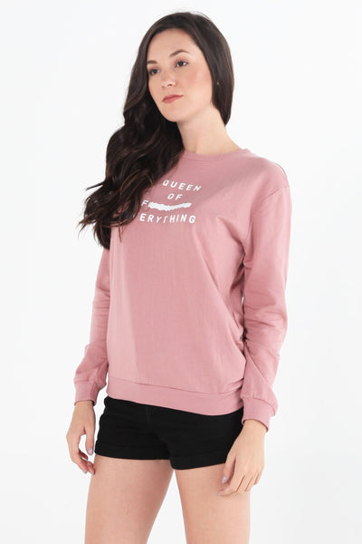 Boyfriend Fit Pullover With Graphic Print