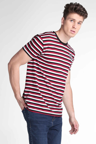 Striped Relaxed Fit Tee With Embroidery