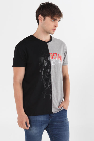 Relaxed Fit Tee With Cut & Sew Panel