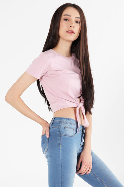 Mid Length Top With Tie Front Detail