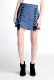 Lace-Up Denim Skirt