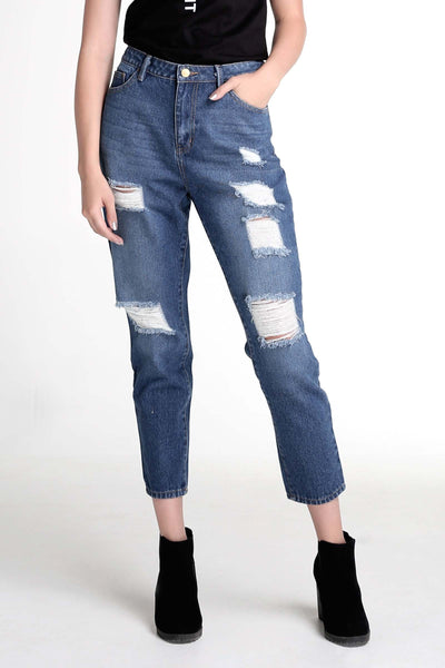Vintage Slim Jeans With Distressed Detail