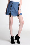 Lace-Up Denim Skirt
