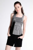 Color-Blocked Jumper Shorts With Frayed Hem