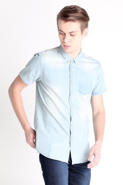 Chambray Shirt With Pocket Detail